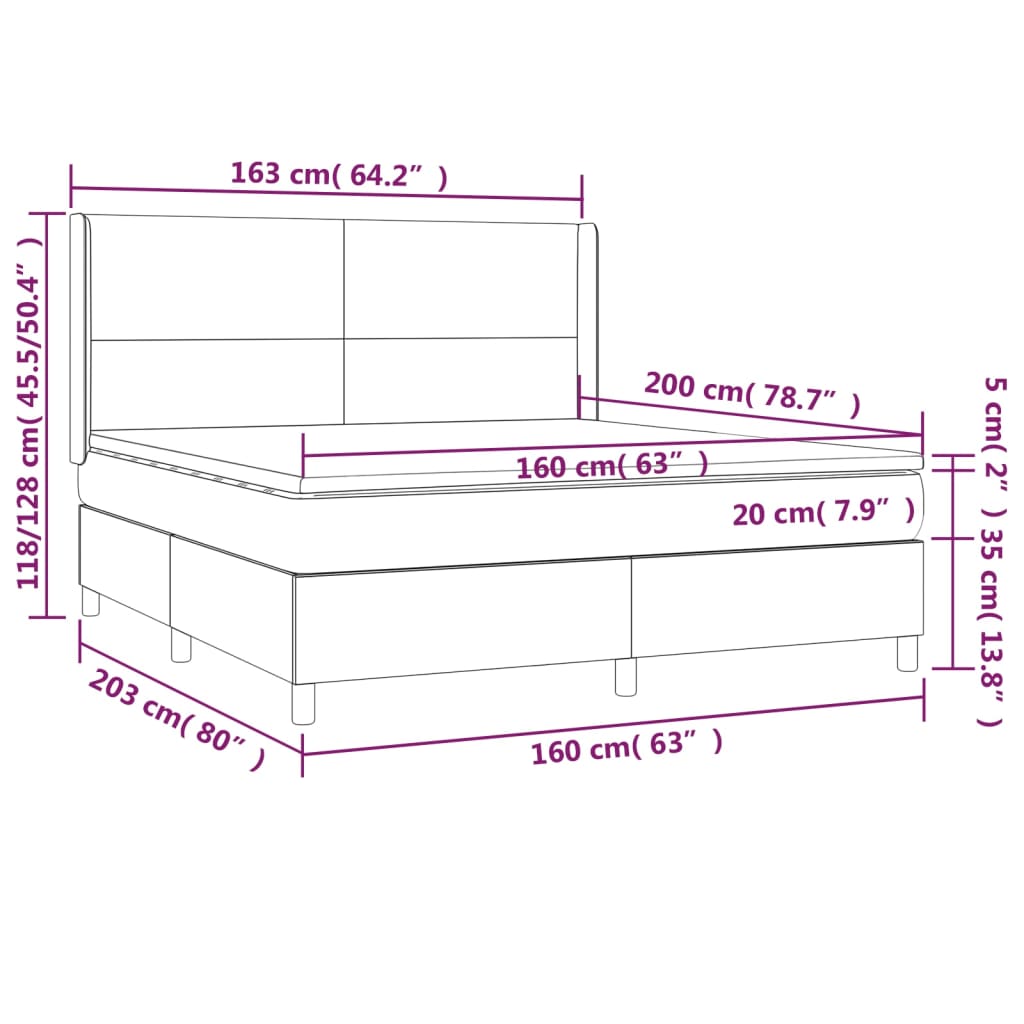 vidaXL Box spring postel s matrací tmavě modrá 160x200 cm samet