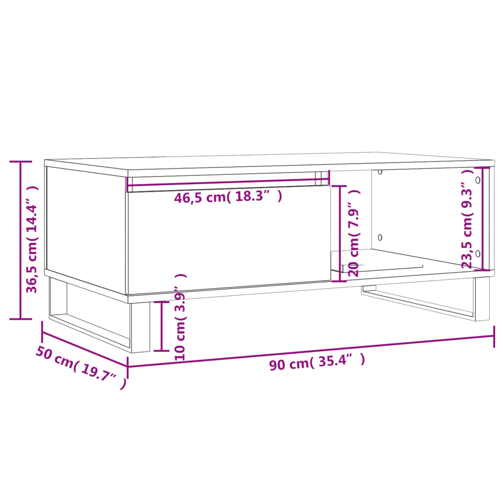 vidaXL Konferenční stolek betonově šedý 90x50x36,5 cm kompozitní dřevo