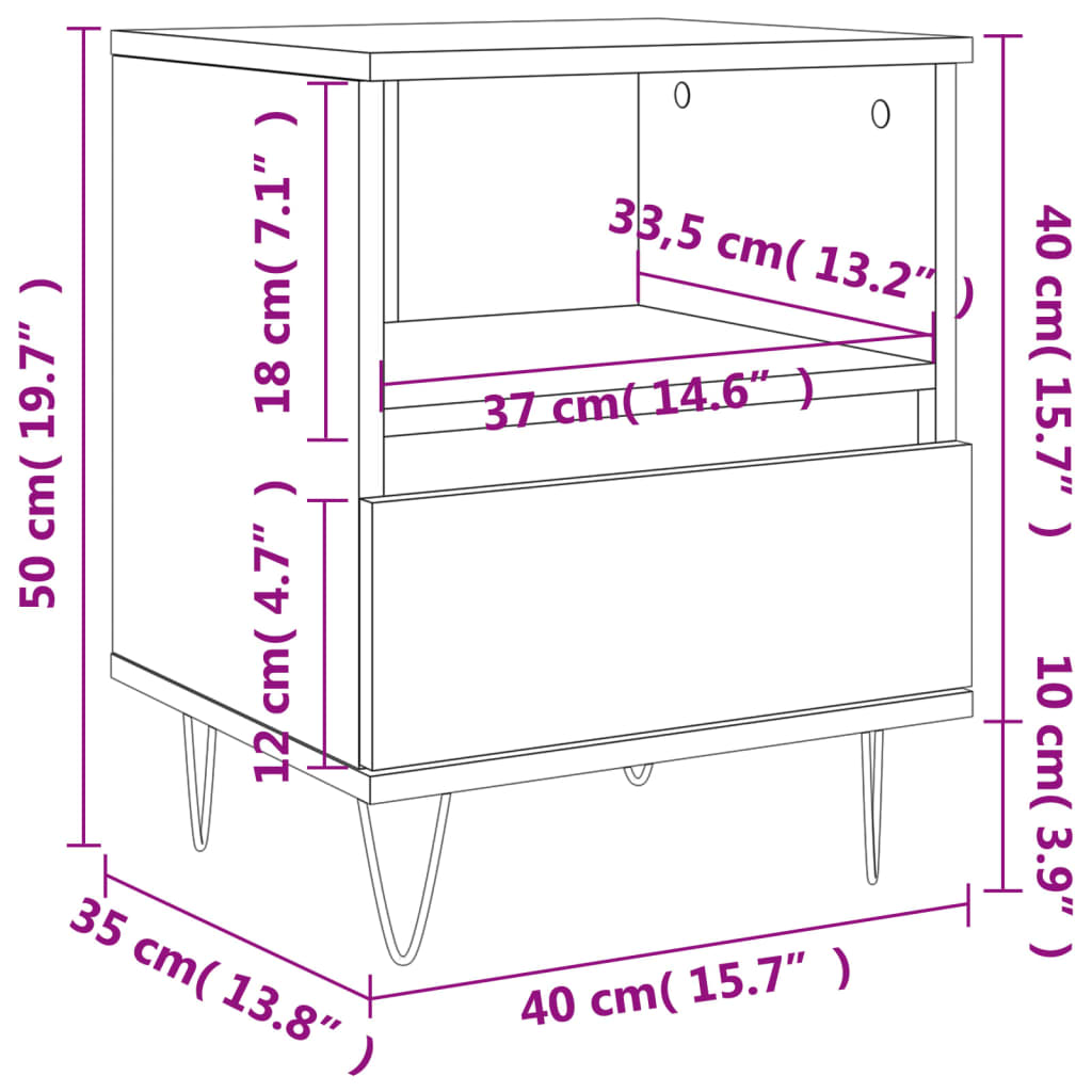 vidaXL Noční stolky 2 ks dub sonoma 40 x 35 x 50 cm kompozitní dřevo