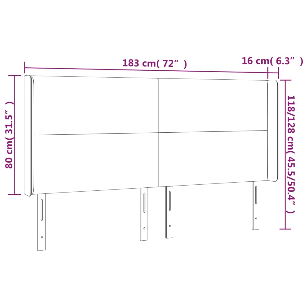 vidaXL Čelo postele s LED tmavě hnědé 183 x 16 x 118/128 cm textil