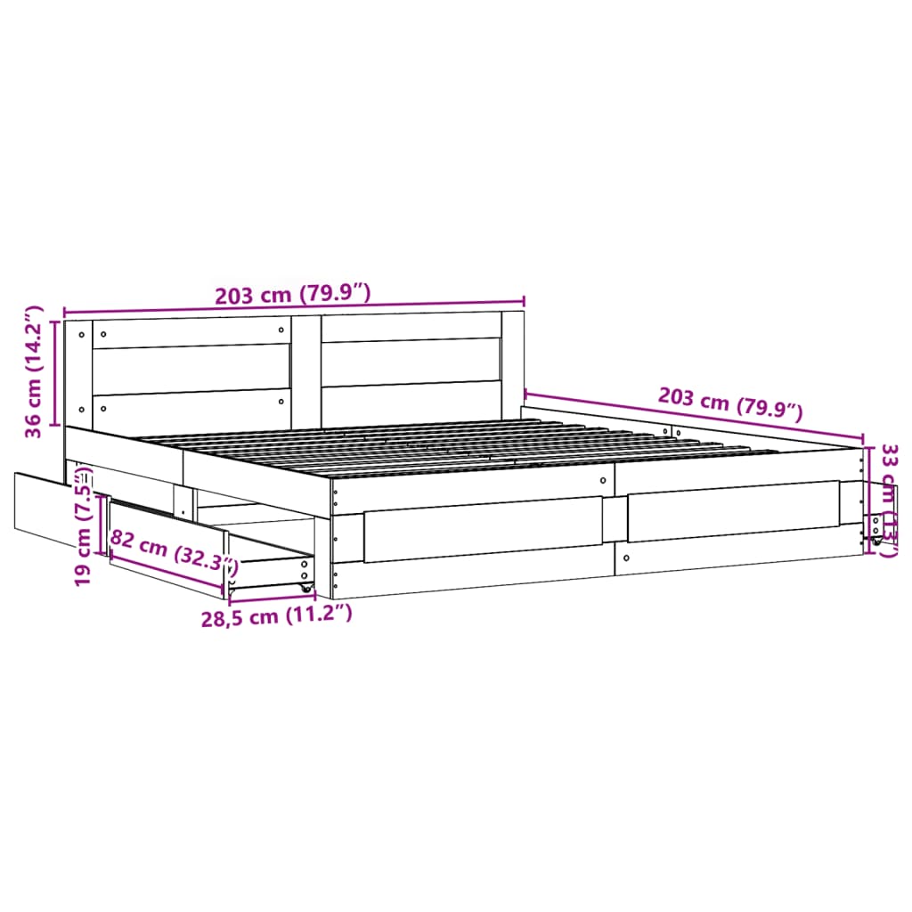 vidaXL Rám postele s čelem dub sonoma 200 x 200 cm kompozitní dřevo