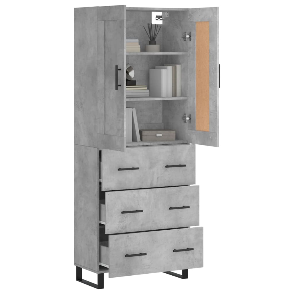 vidaXL Skříň highboard betonově šedá 69,5x34x180 cm kompozitní dřevo