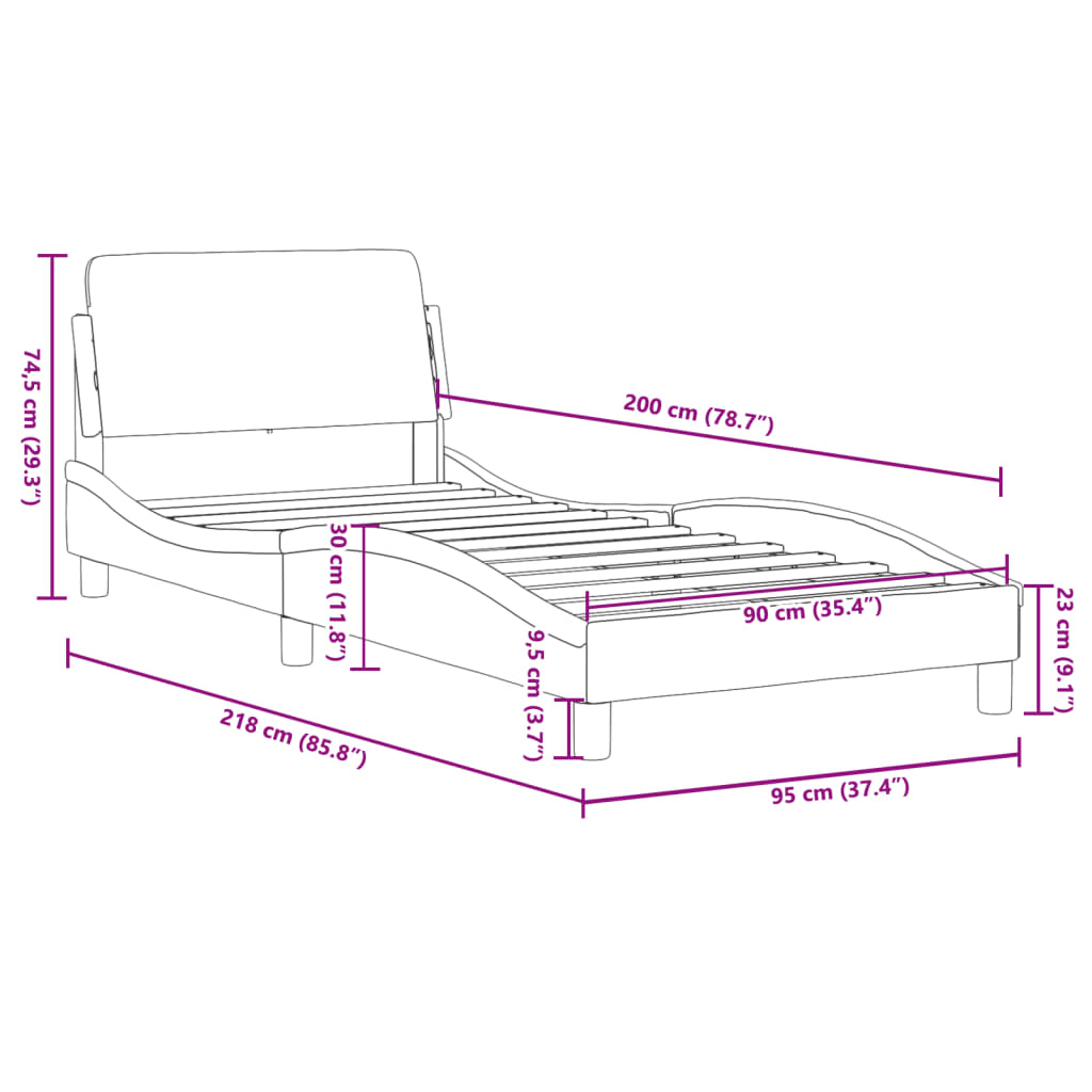 vidaXL Rám postele s čelem tmavě zelený 90x200 cm samet