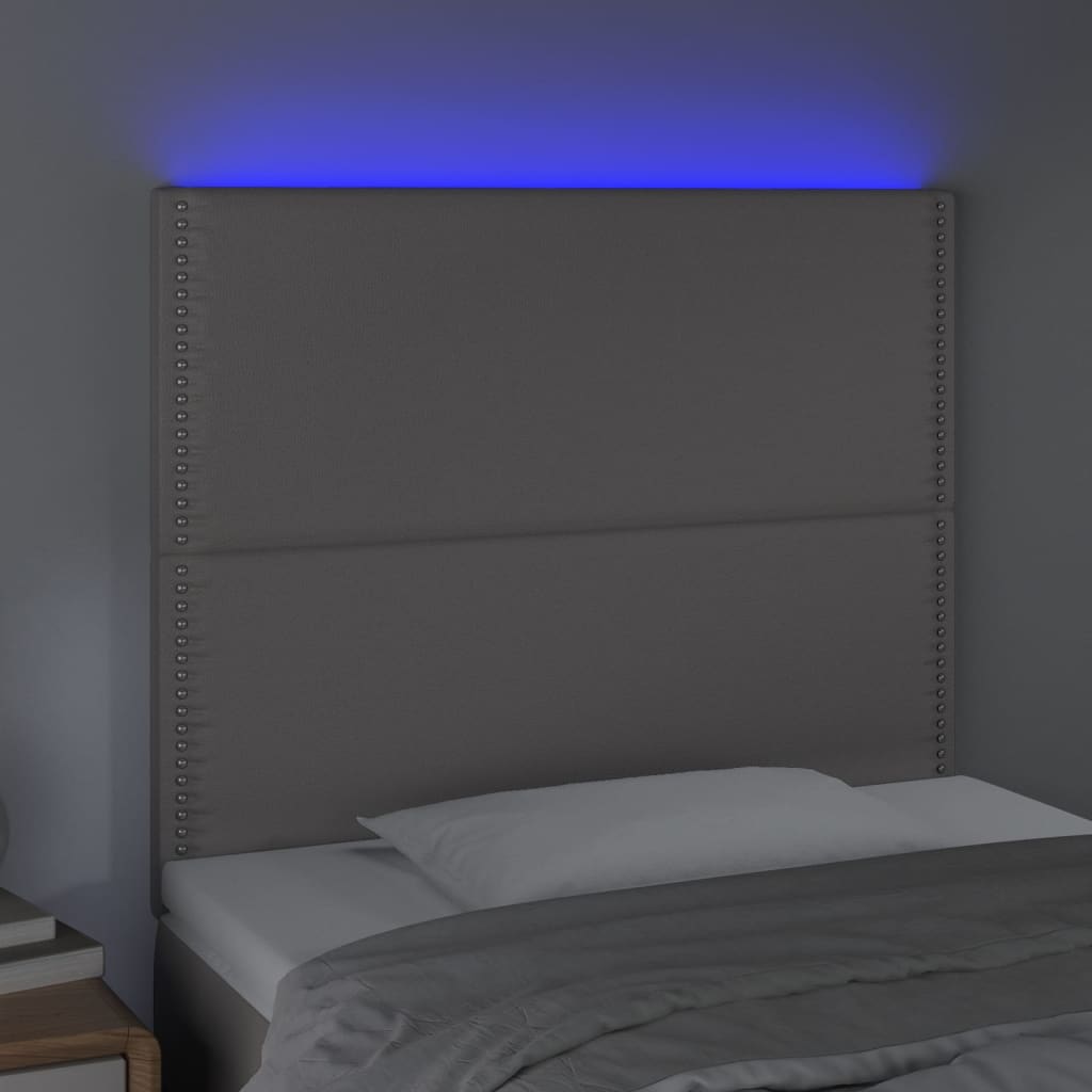 vidaXL Čelo postele s LED šedé 100x5x118/128 cm umělá kůže