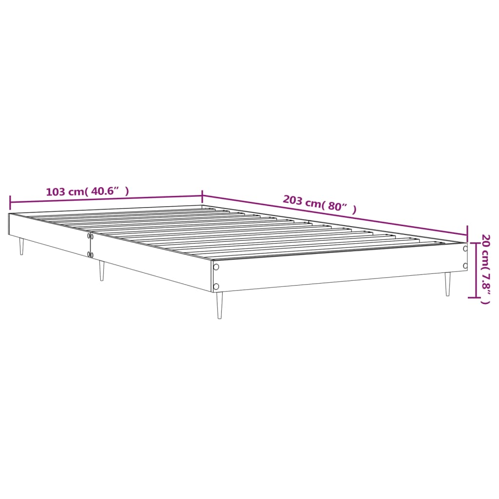 vidaXL Rám postele bez matrace hnědý dub 100 x 200 cm kompozitní dřevo