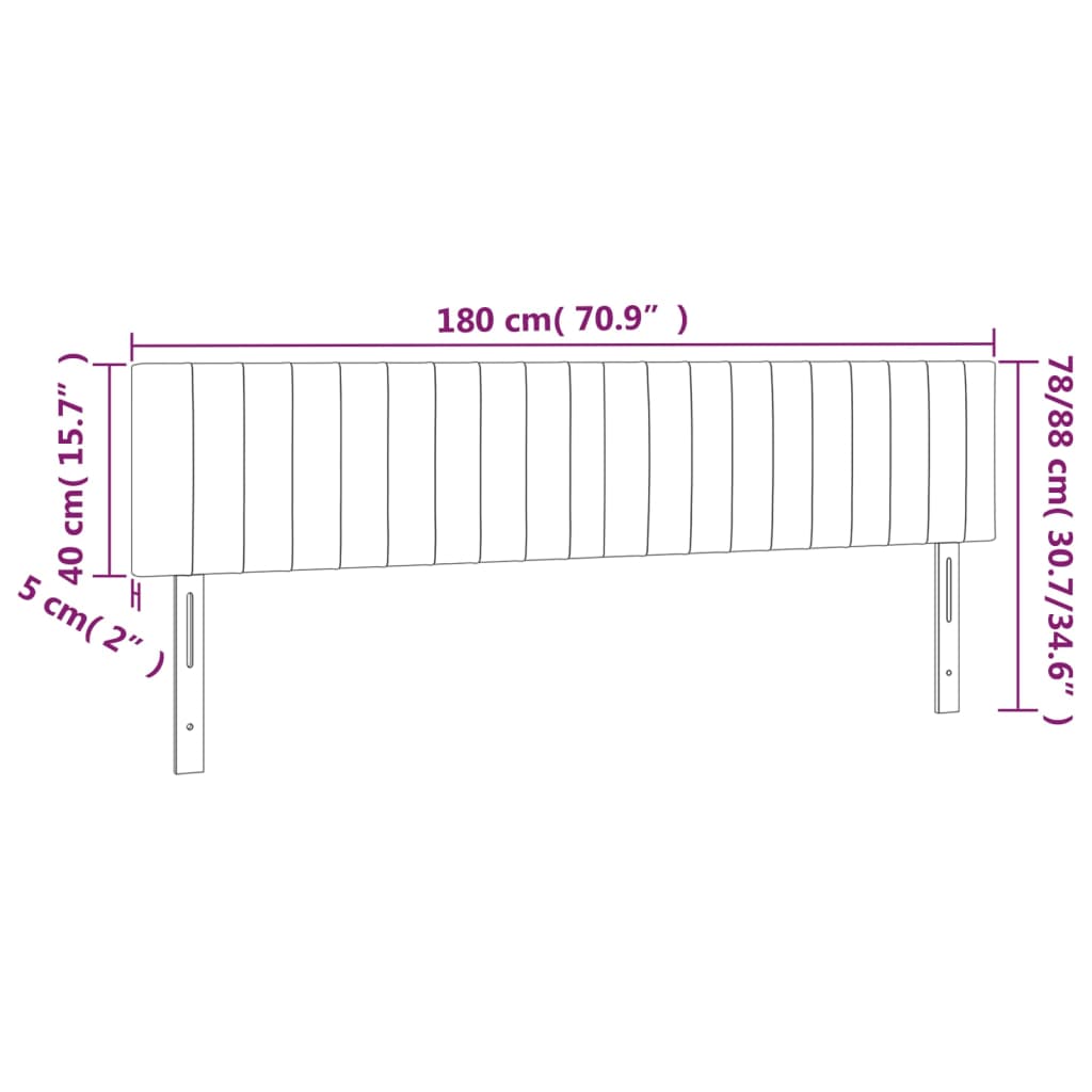 vidaXL Čelo postele s LED modré 180x5x78/88 cm textil