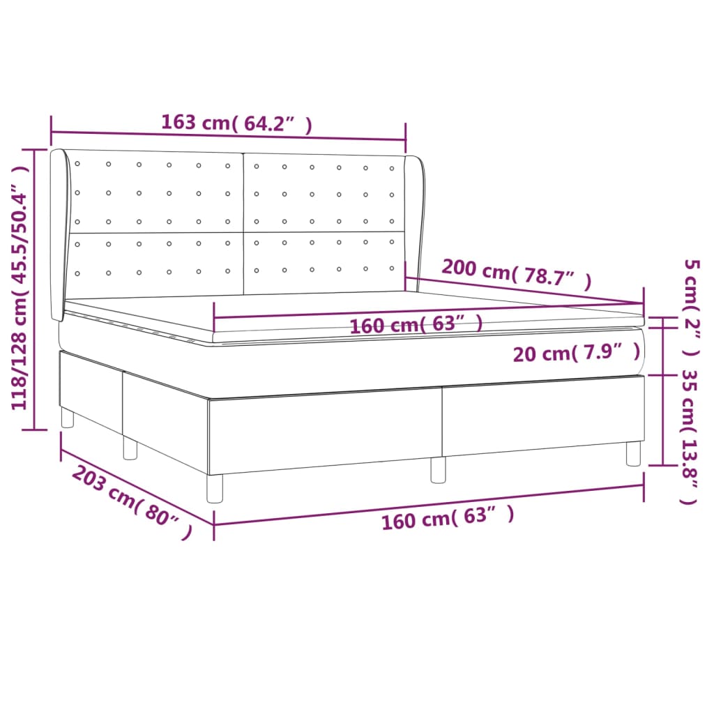 vidaXL Box spring postel s matrací světle šedá 160 x 200 cm textil