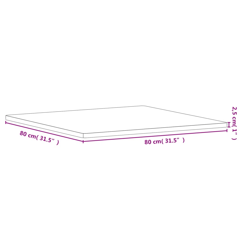 vidaXL Stolní deska 80 x 80 x 2,5 cm čtvercová masivní bukové dřevo