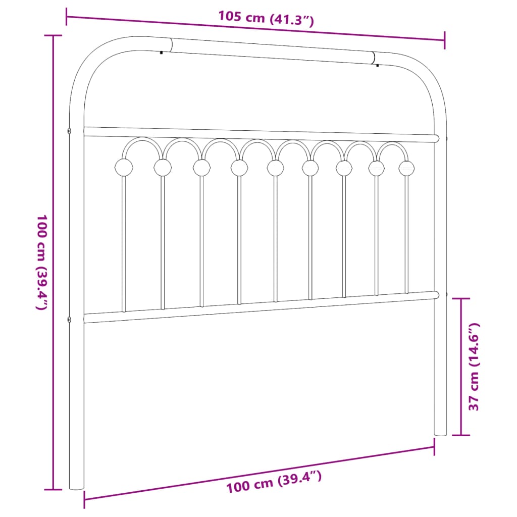 vidaXL Kovové čelo postele bílé 100 cm