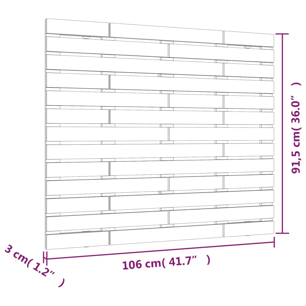 vidaXL Nástěnné čelo postele 106 x 3 x 91,5 cm masivní borové dřevo