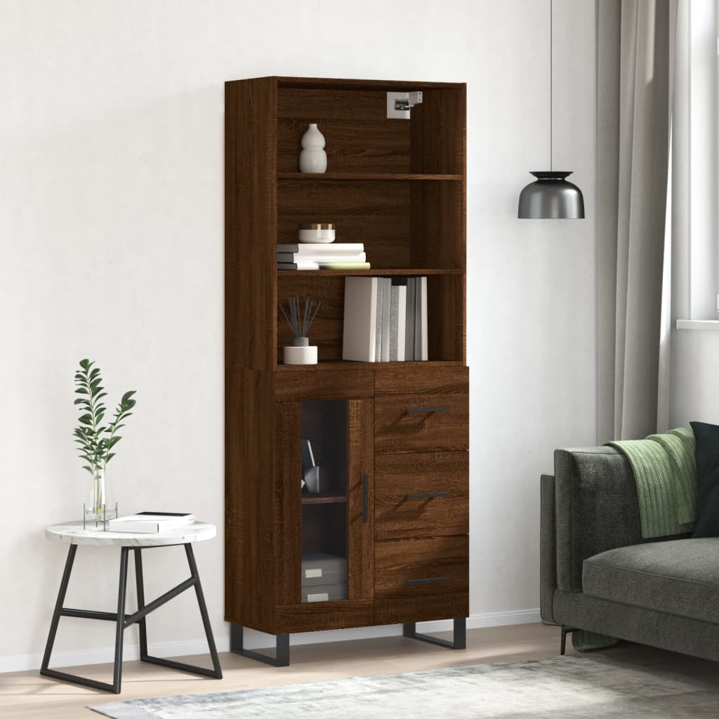 vidaXL Skříň highboard hnědý dub 69,5 x 34 x 180 cm kompozitní dřevo