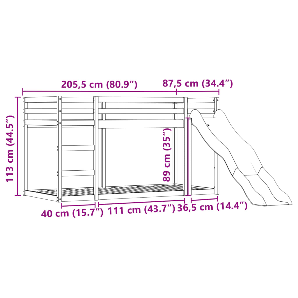 vidaXL Patrová postel se skluzavkou a závěsy růžová 80 x 200 cm