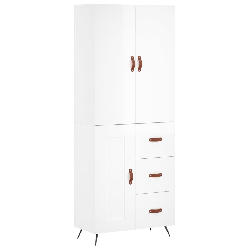 vidaXL Skříň highboard lesklá bílá 69,5 x 34 x 180 cm kompozitní dřevo