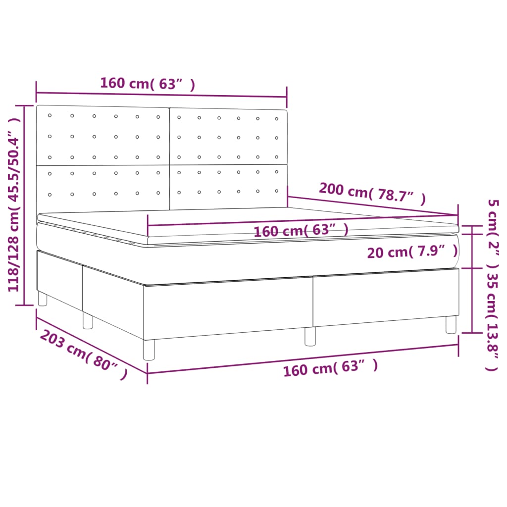 vidaXL Box spring postel s matrací krémová 160x200 cm textil