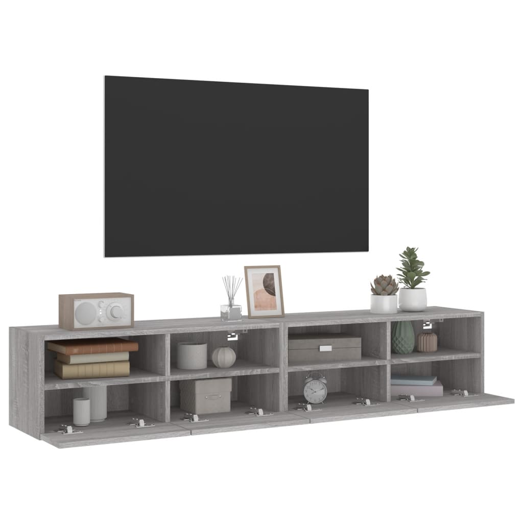 vidaXL Nástěnné TV skříňky 2 ks šedé sonoma 80 x 30 x 30 cm kompozit