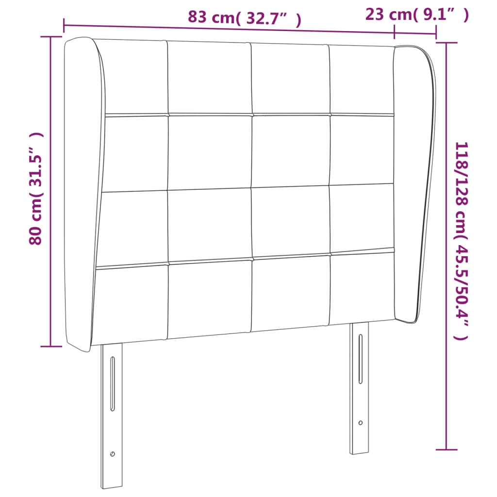 vidaXL Čelo postele typu ušák tmavě hnědé 83 x 23 x 118/128 cm textil