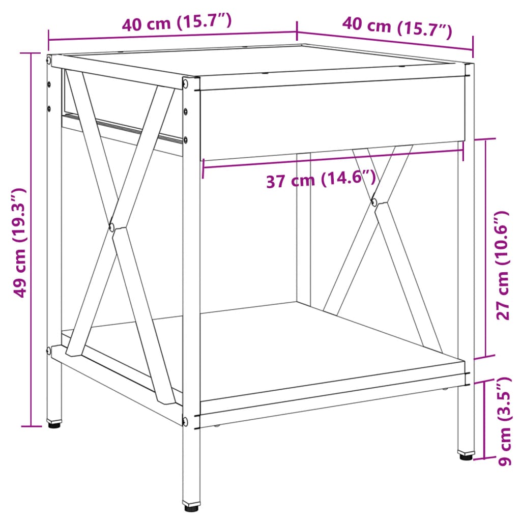 vidaXL Noční stolek s Infinity LED černý 40 x 40 x 49 cm