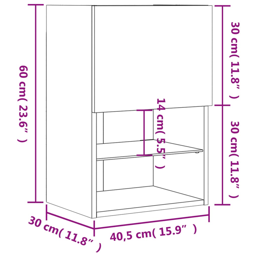 vidaXL TV skříňka s LED osvětlením bílá 40,5 x 30 x 60 cm