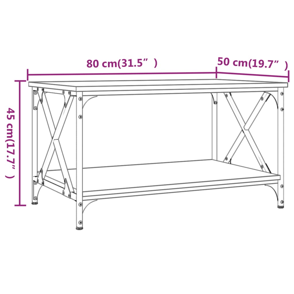 vidaXL Konferenční stolek černý 80x50x45 cm kompozitní dřevo a železo