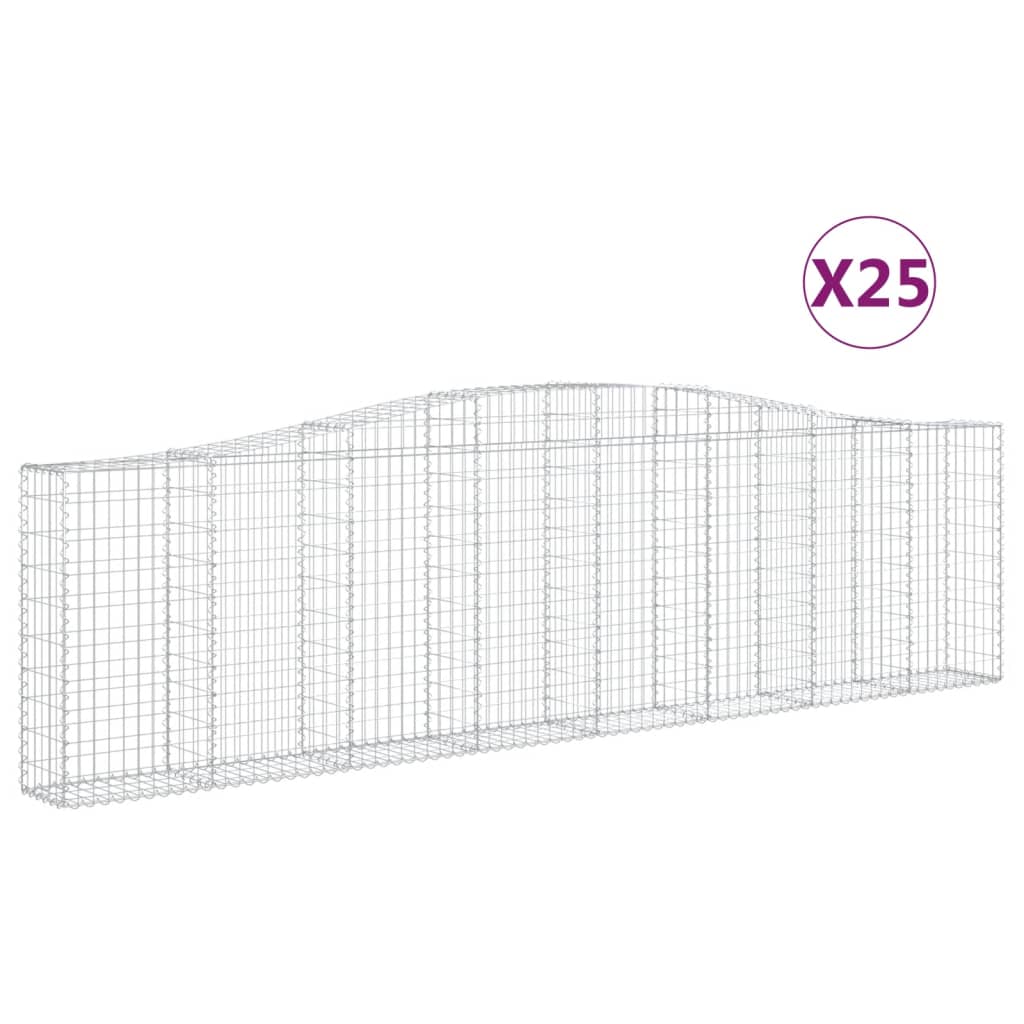 vidaXL Klenuté gabionové koše 25ks 400x30x100/120cm pozinkované železo