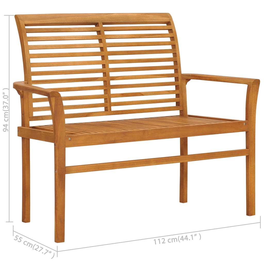 vidaXL Zahradní lavice s červenou poduškou 112 cm masivní teak