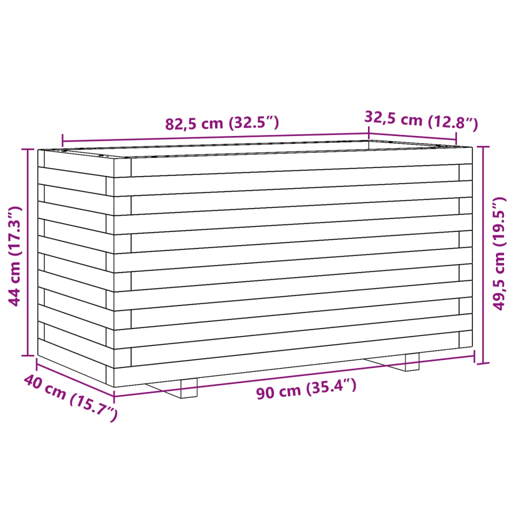 vidaXL Zahradní truhlík 90 x 40 x 49,5 cm masivní borové dřevo