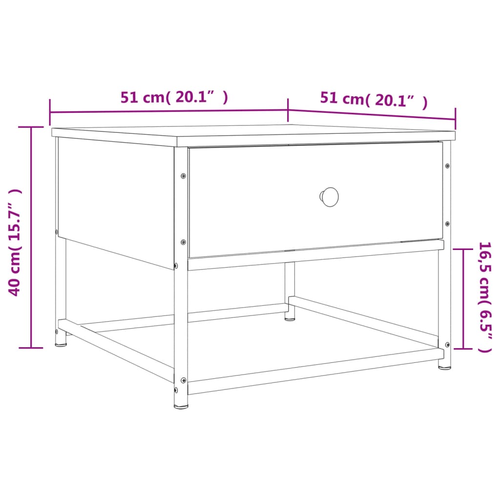 vidaXL Konferenční stolek kouřový dub 51 x 51 x 40 cm kompozitní dřevo