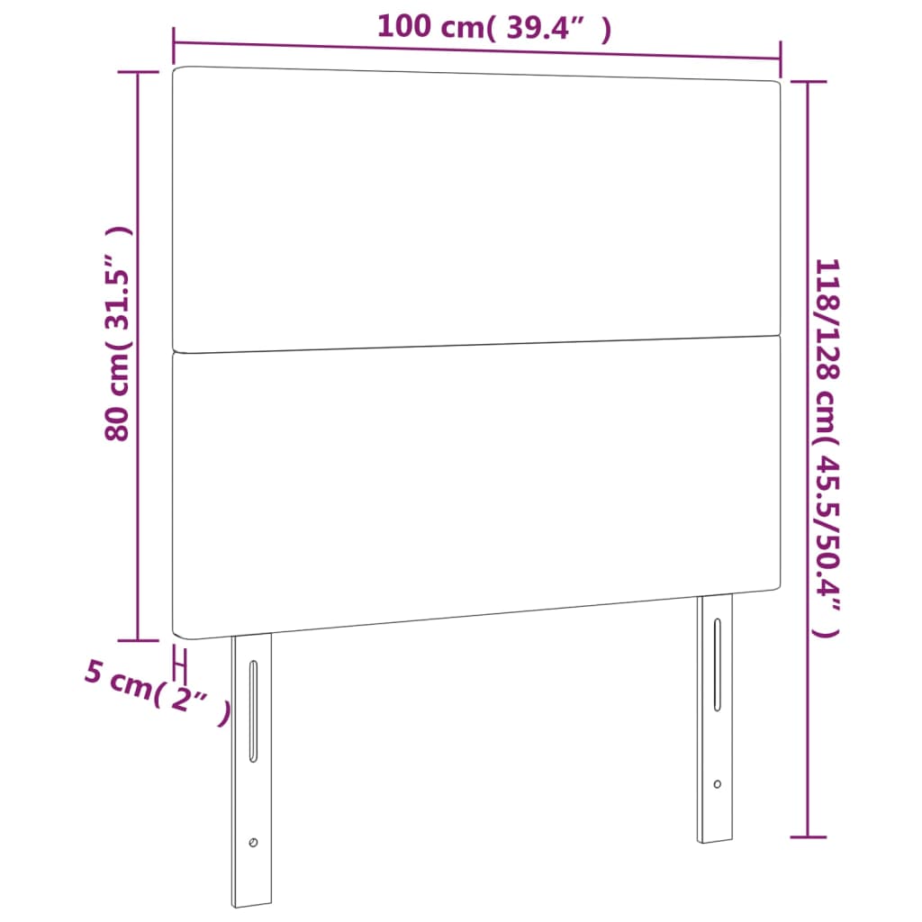 vidaXL Čelo postele s LED krémové 100x5x118/128 cm umělá kůže