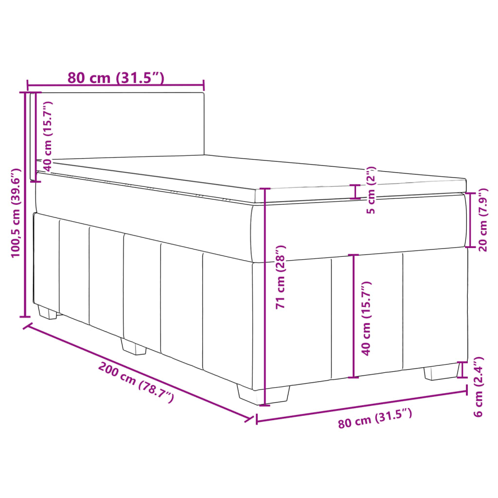 vidaXL Box spring postel s matrací krémová 80 x 200 cm textil