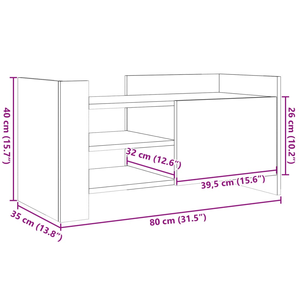 vidaXL TV skříňka hnědý dub 80 x 35 x 40 cm kompozitní dřevo