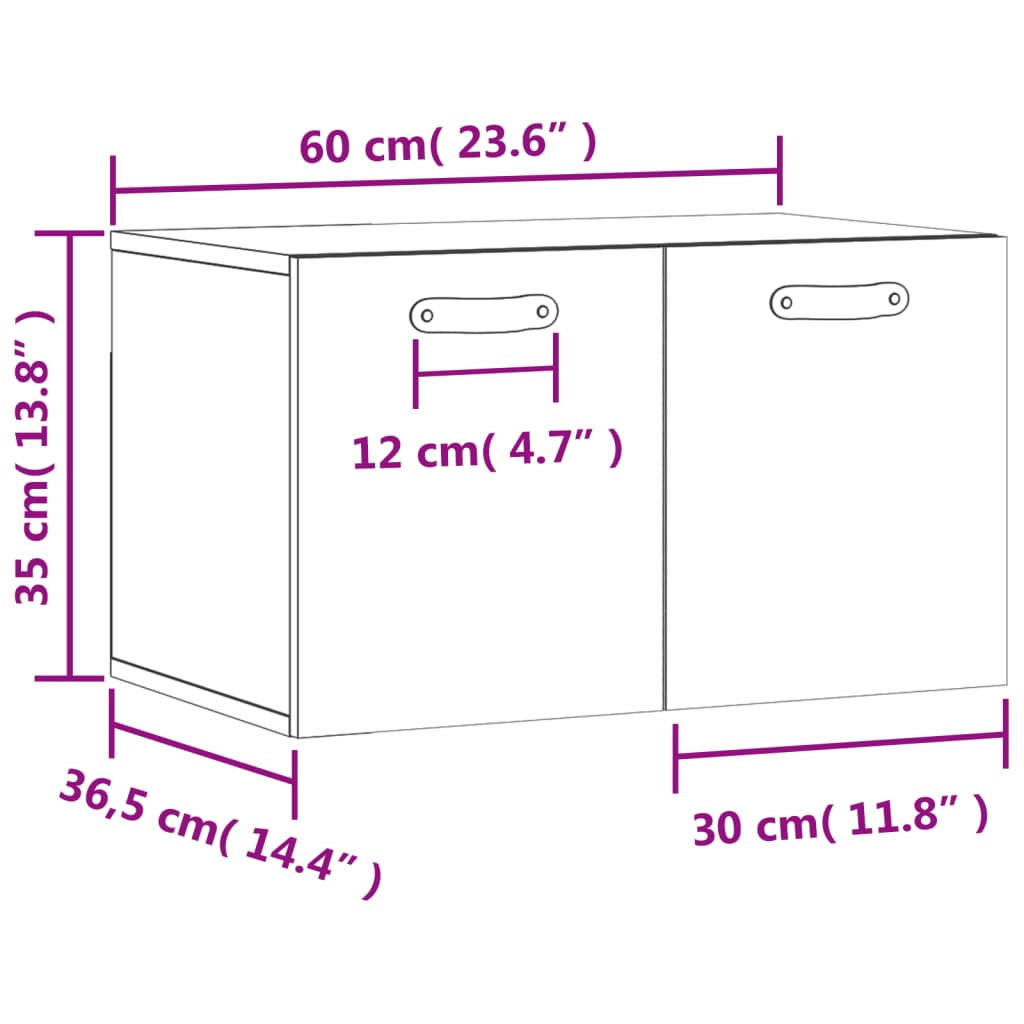 vidaXL Nástěnná skříňka černá 60 x 36,5 x 35 cm kompozitní dřevo