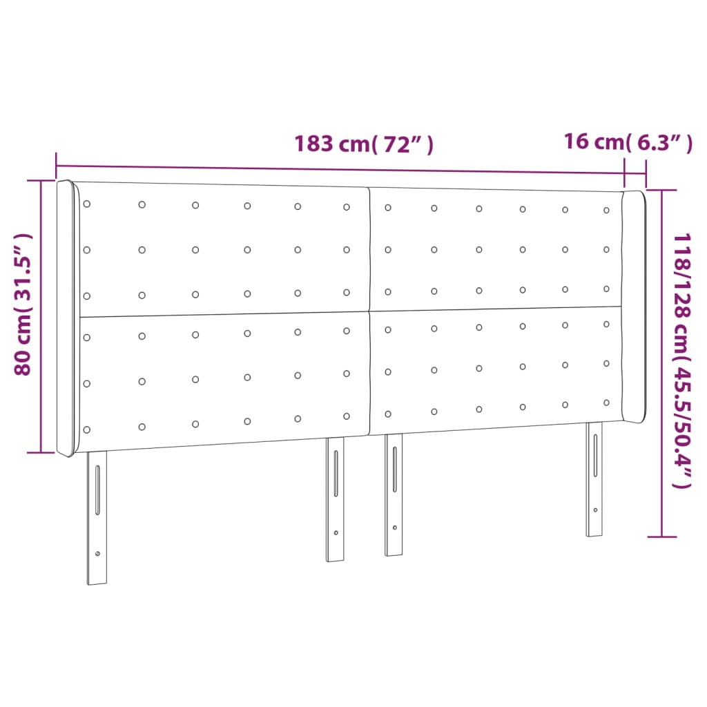 vidaXL Čelo postele typu ušák černé 183x16x118/128 cm textil