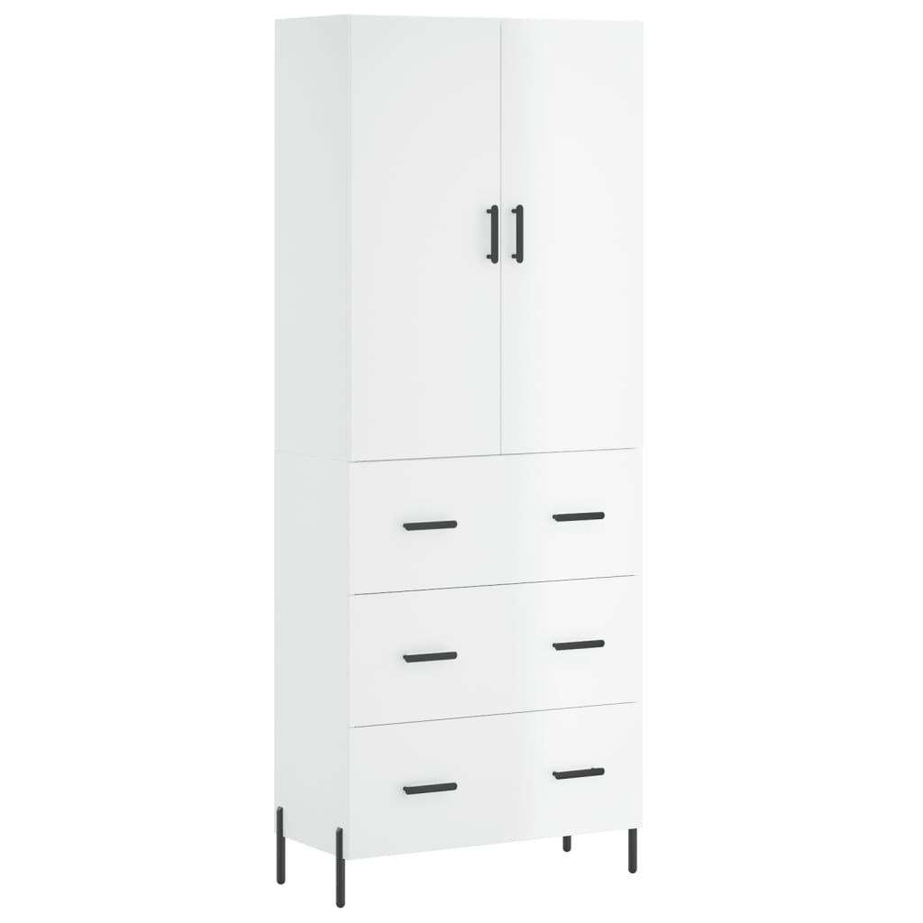 vidaXL Skříň highboard lesklá bílá 69,5 x 34 x 180 cm kompozitní dřevo