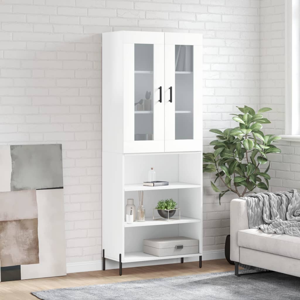 vidaXL Skříň highboard lesklá bílá 69,5 x 34 x 180 cm kompozitní dřevo