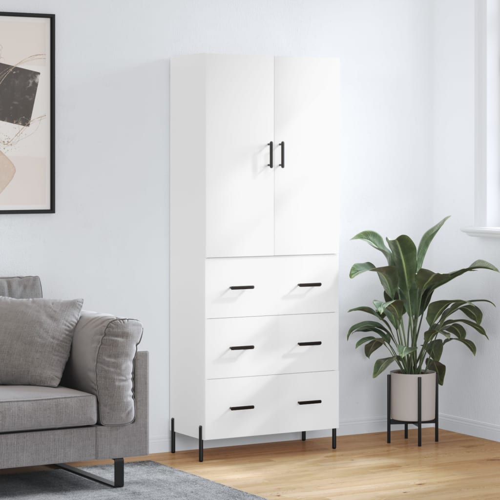 vidaXL Skříň highboard lesklá bílá 69,5 x 34 x 180 cm kompozitní dřevo