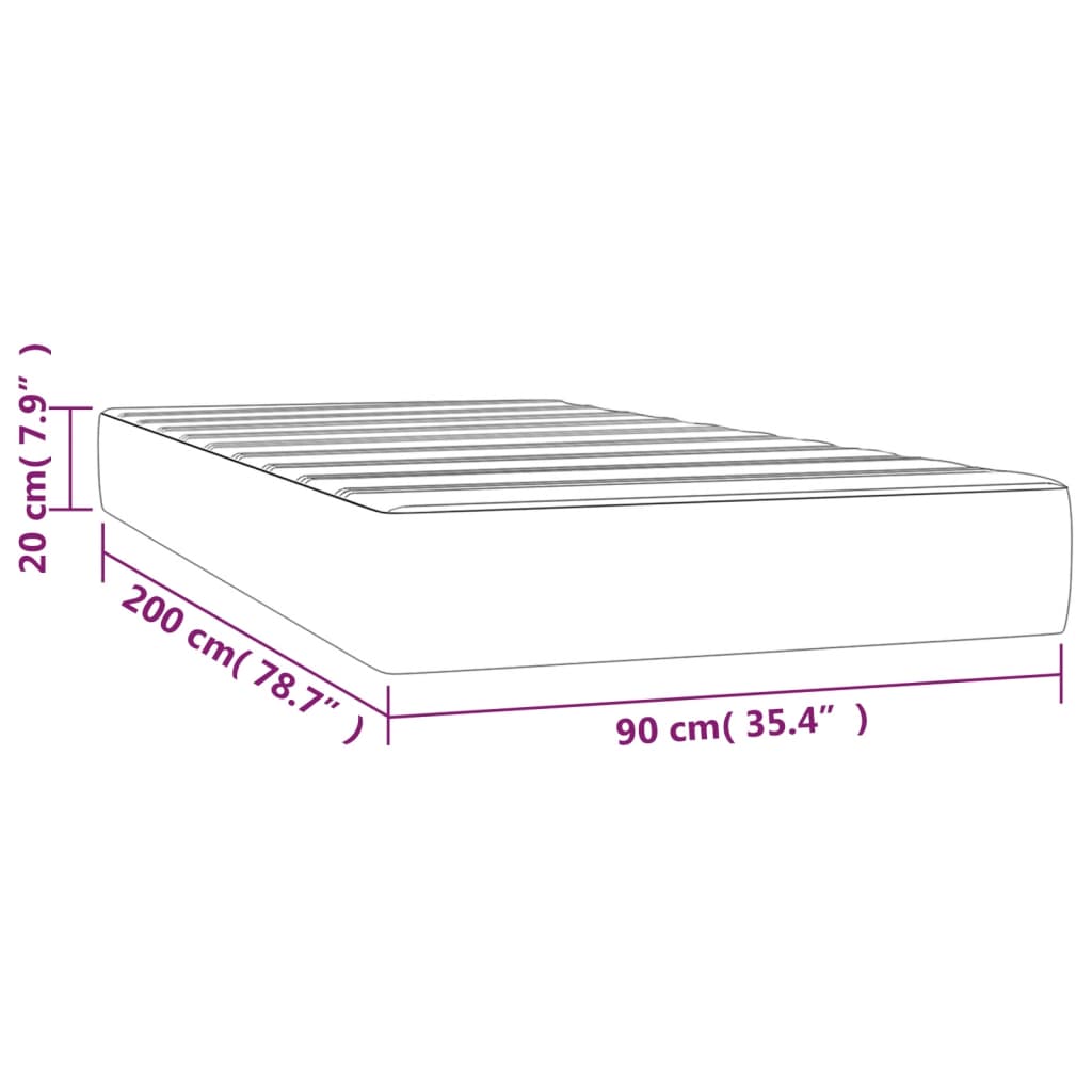 vidaXL Taštičková matrace krémová 90 x 200 x 20 cm umělá kůže