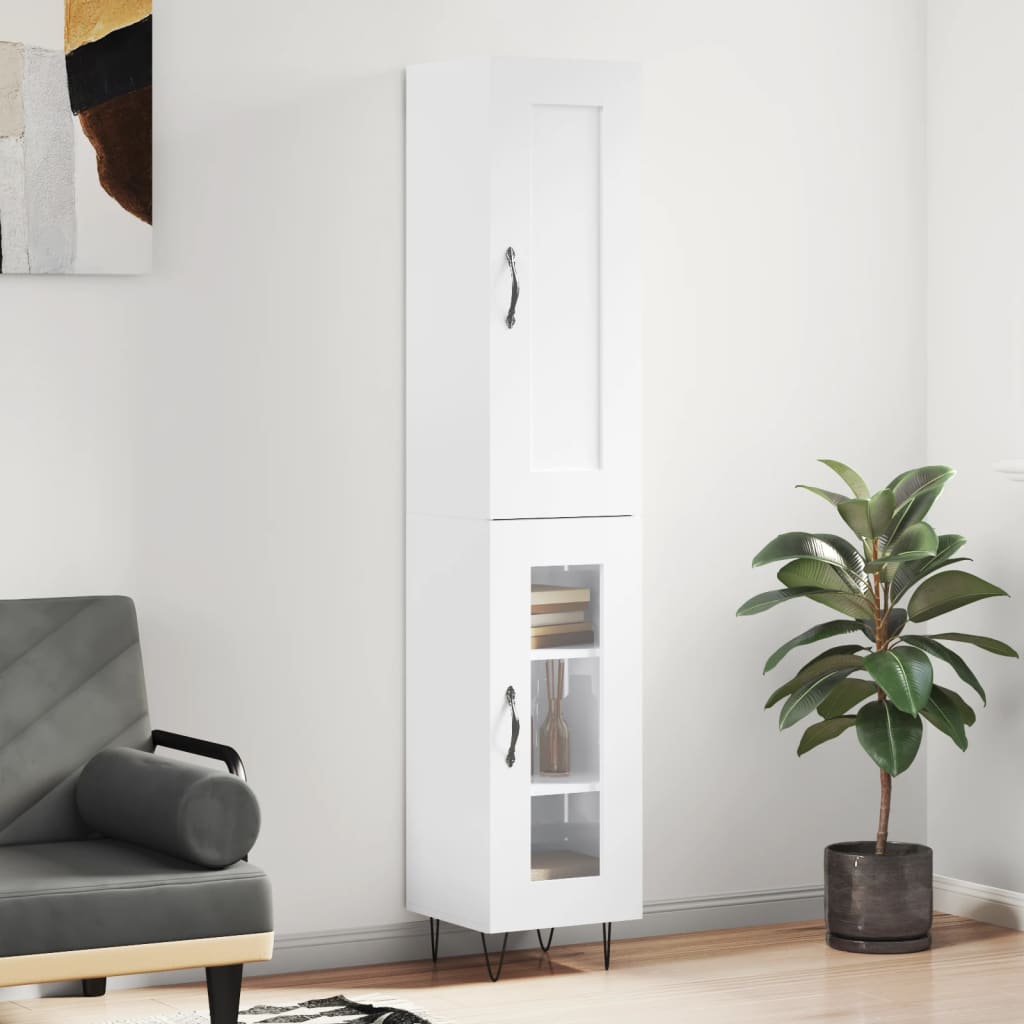 vidaXL Skříň highboard bílá s vysokým leskem 34,5x34x180 cm kompozit