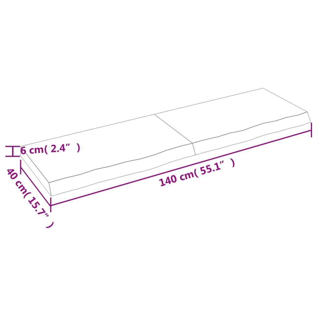 vidaXL Koupelnová deska tmavě hnědá 140x40x(2-6) cm ošetřený masiv