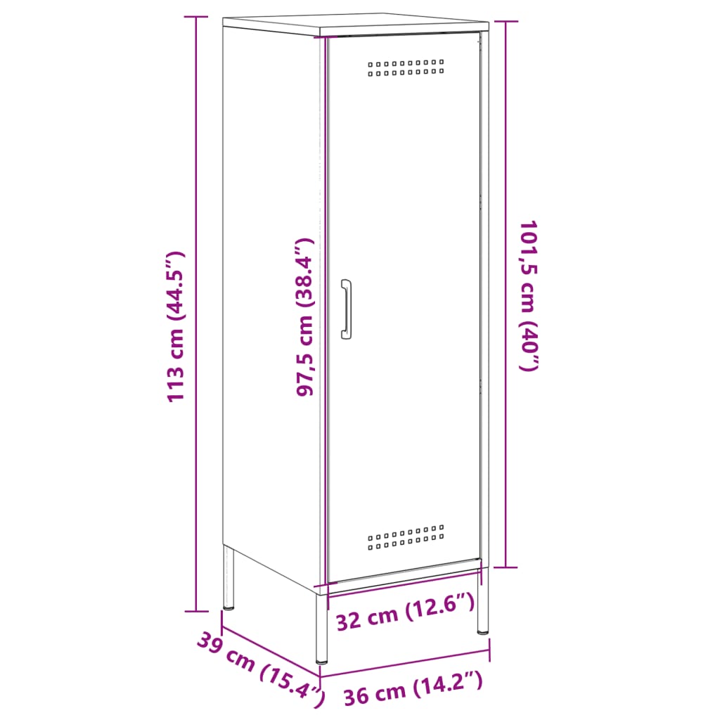 vidaXL Skříň highboard olivově zelená 36 x 39 x 113 cm ocel