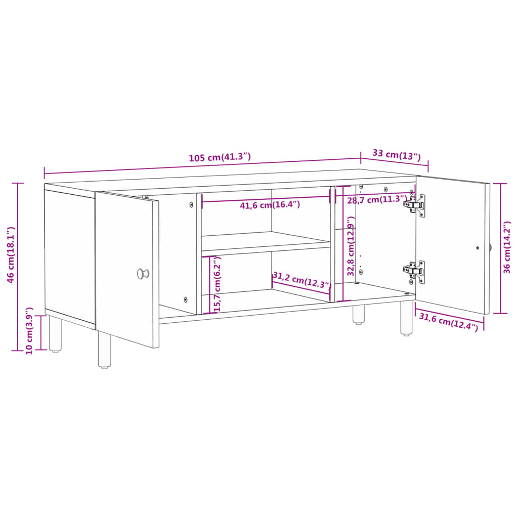 vidaXL TV skříňka 105x33x46 cm masivní akáciové dřevo