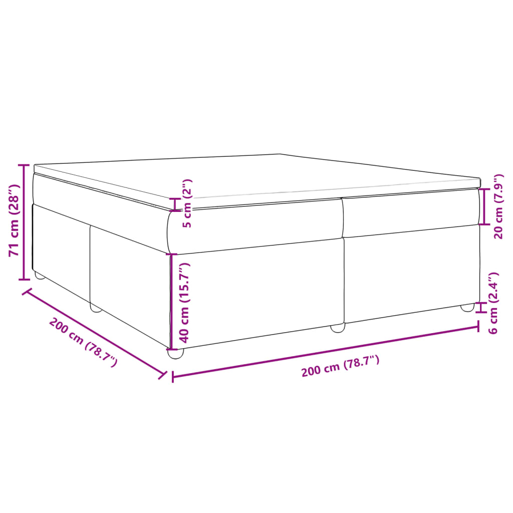 vidaXL Box spring postel s matrací tmavě šedá 200x200 cm textil