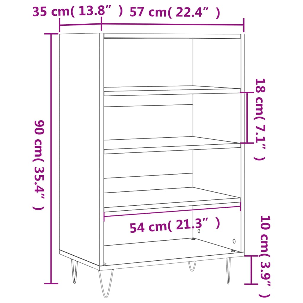 vidaXL Skříň highboard šedá sonoma 57 x 35 x 90 cm kompozitní dřevo