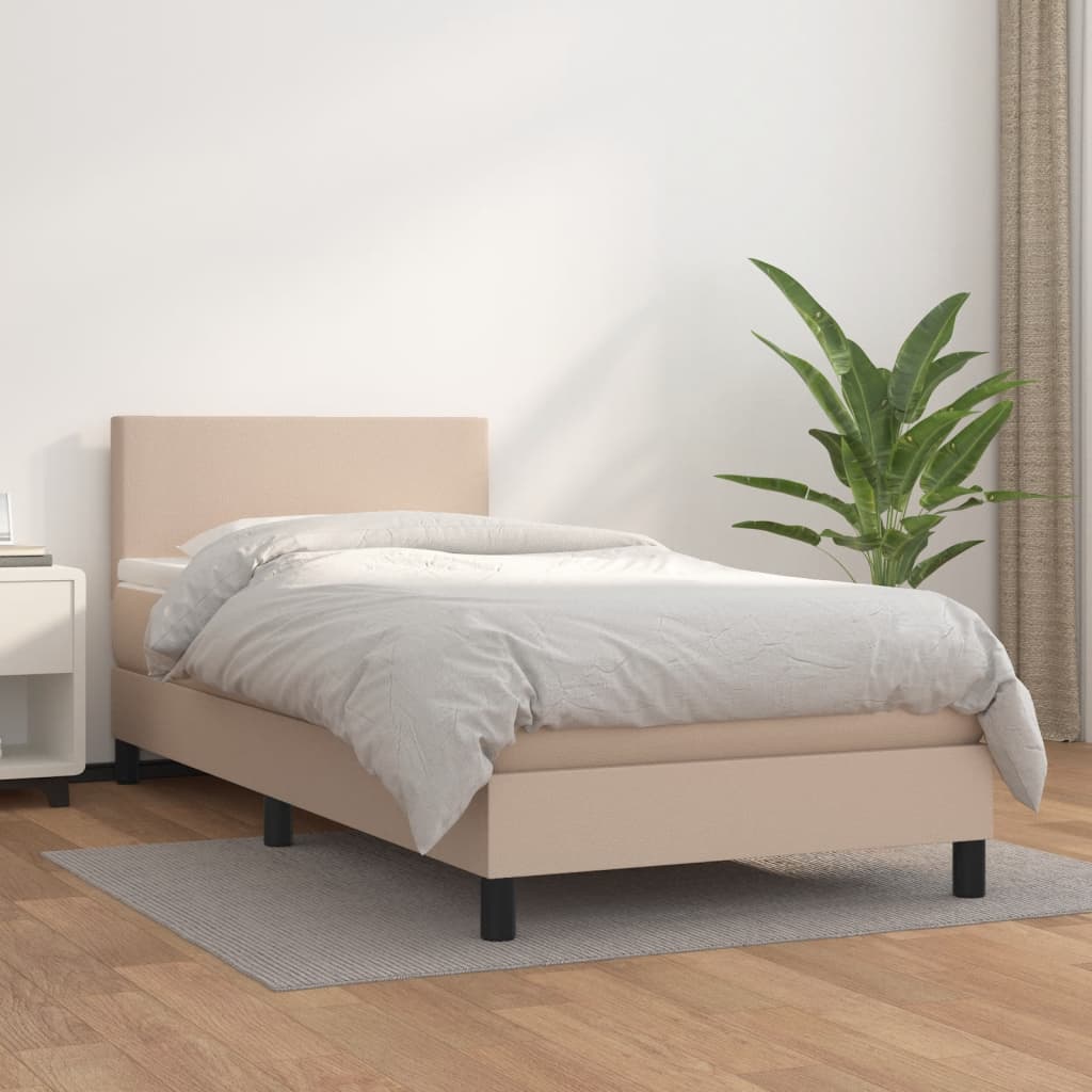 vidaXL Box spring postel s matrací cappuccino 100x200 cm umělá kůže