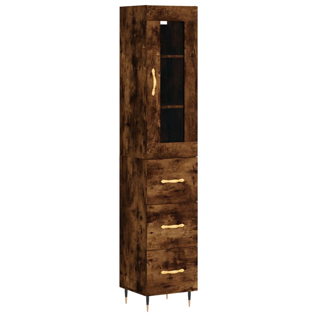 vidaXL Skříň highboard kouřový dub 34,5 x 34 x 180 cm kompozitní dřevo