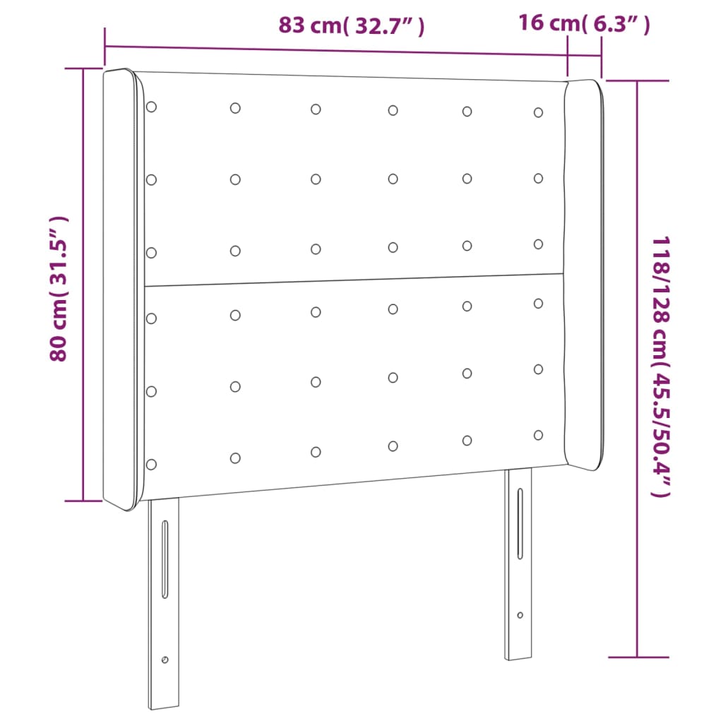 vidaXL Čelo postele s LED černé 83 x 16 x 118/128 cm textil