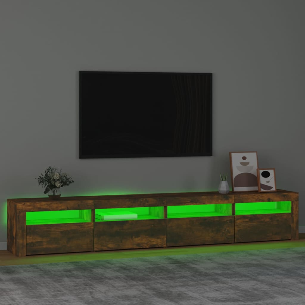 vidaXL TV skříňka s LED osvětlením kouřový dub 240x35x40 cm