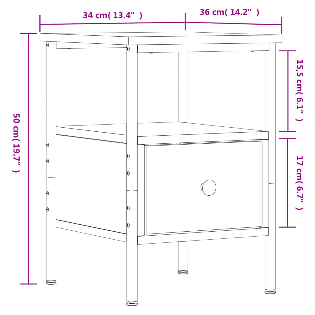 vidaXL Noční stolky 2 ks dub sonoma 34 x 36 x 50 cm kompozitní dřevo