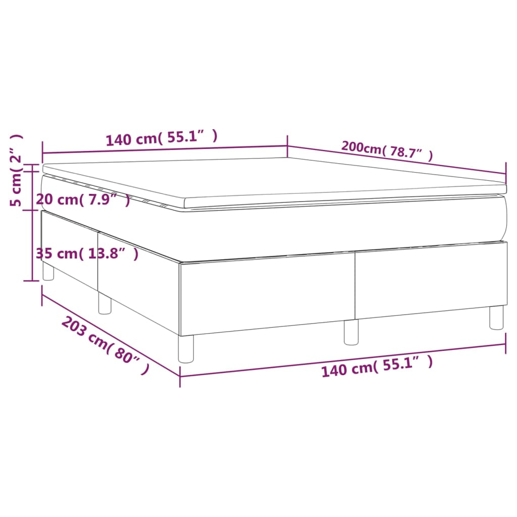 vidaXL Box spring postel s matrací světle šedá 140x200 cm samet