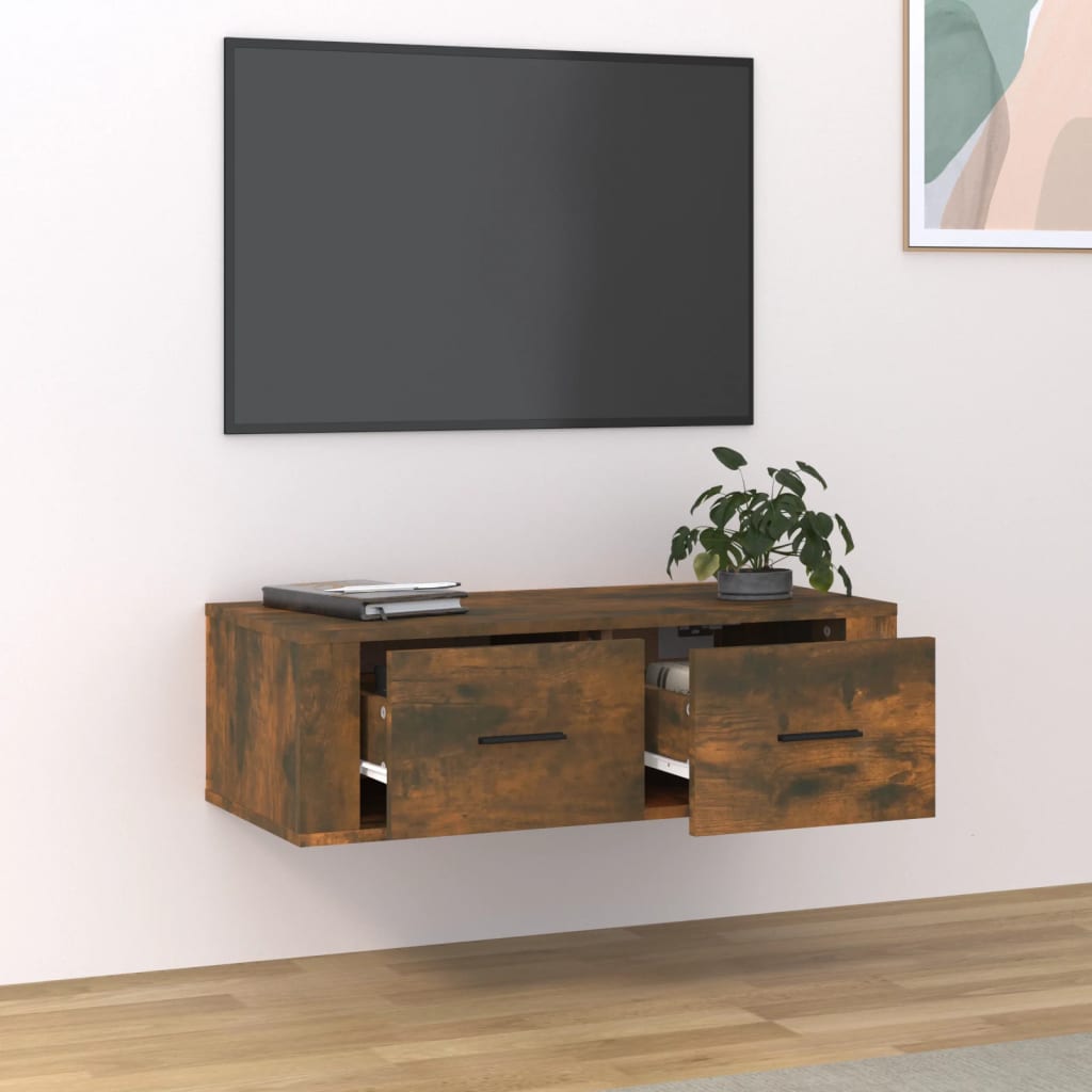 vidaXL Závěsná TV skříňka kouřový dub 80 x 36 x 25 cm kompozitní dřevo