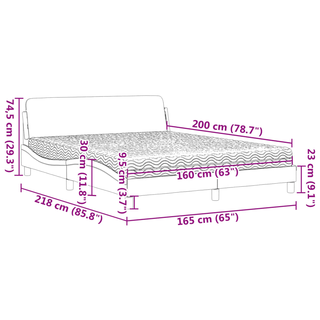 vidaXL Postel s matrací hnědá 160 x 200 cm umělá kůže